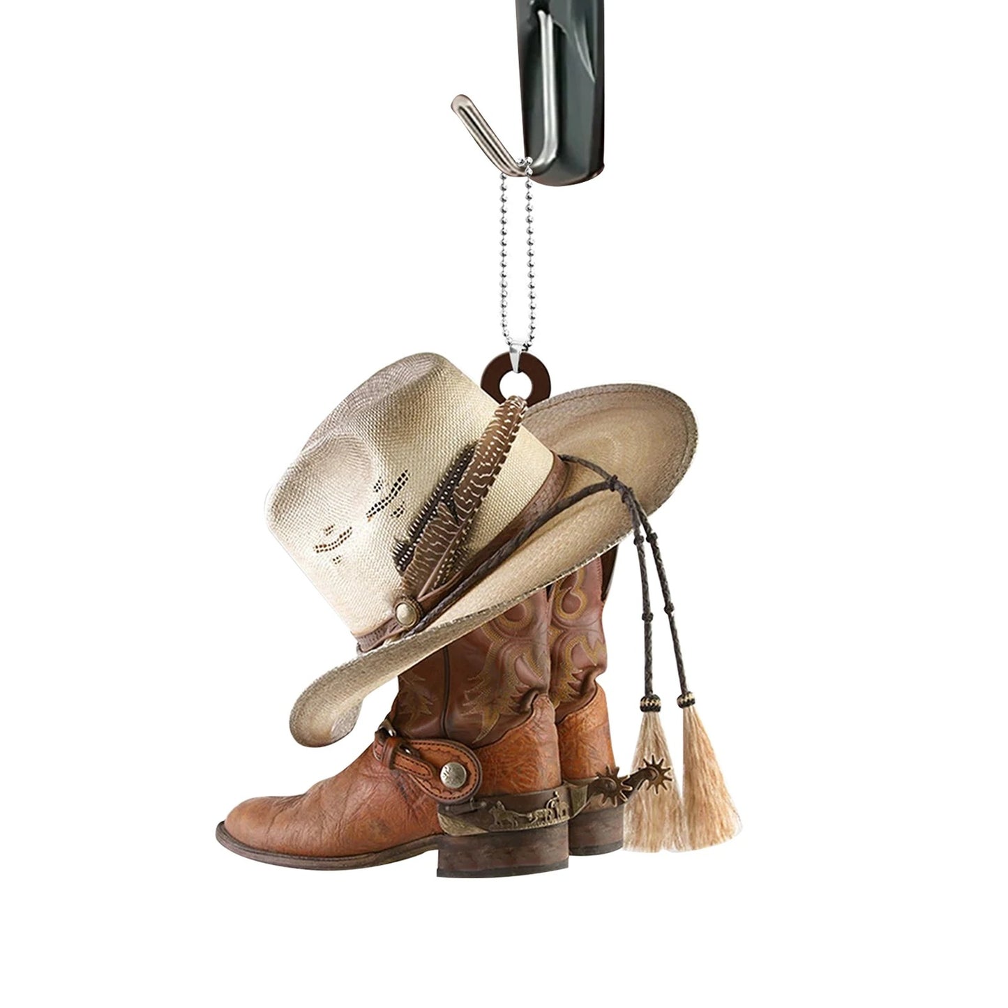 Acrylic Cowboy Boots Hat 2D Flat Hanging Car