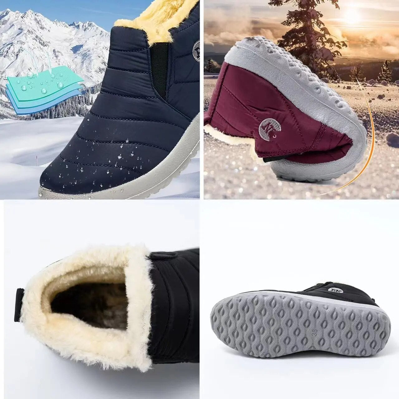 2023 Women's Premium Water-Proof Winter Boots, Plus Size Warm Soft Fur-Lined Boots