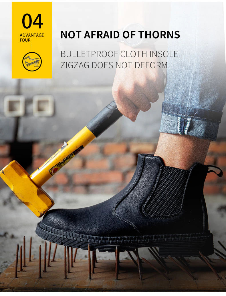 2023 Waterproof Safety Work Shoes For Men, Steel Head Leather Indestructible Security Boots