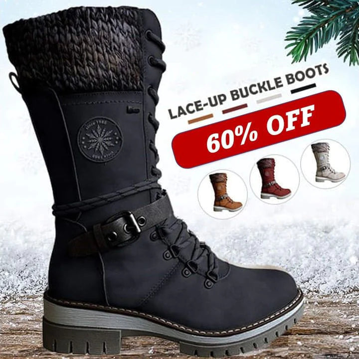 🔥Last Day 50% OFF🔥 - 👢Women’s Leather Flat Heel Mid-Calf Zipper Boots👢