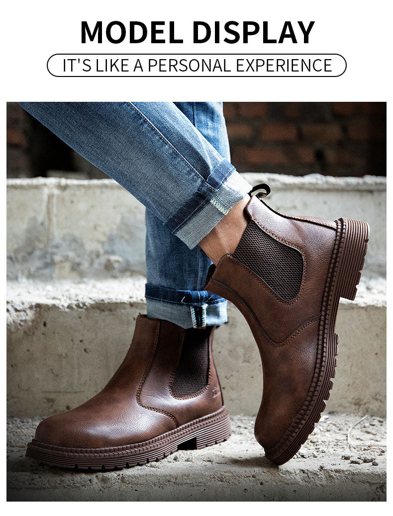 2023 Waterproof Safety Work Shoes For Men, Steel Head Leather Indestructible Security Boots