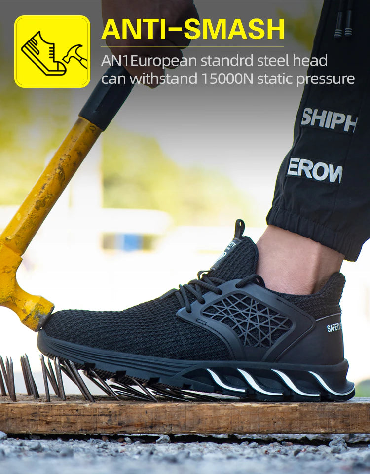 2023 Men's Steel Toe Safety Shoes, Puncture Proof Anti-skid Indestructible Work Shoes