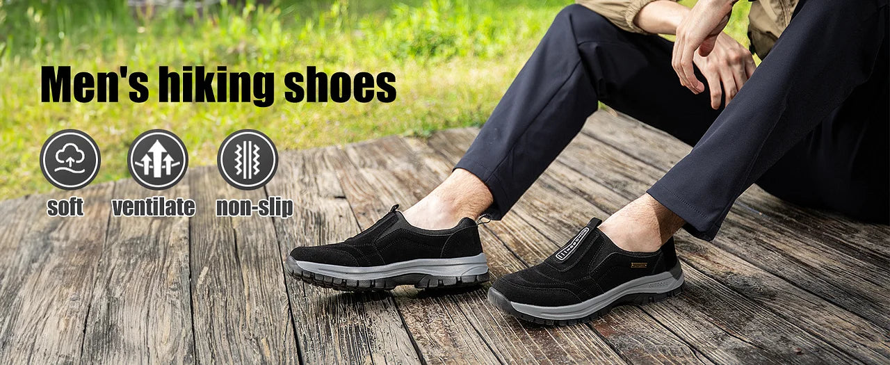 2023 Outdoor Slip On Casual Orthopedic Men Shoes, Breathable Suede Leather Anti-skid Walking Sneakers