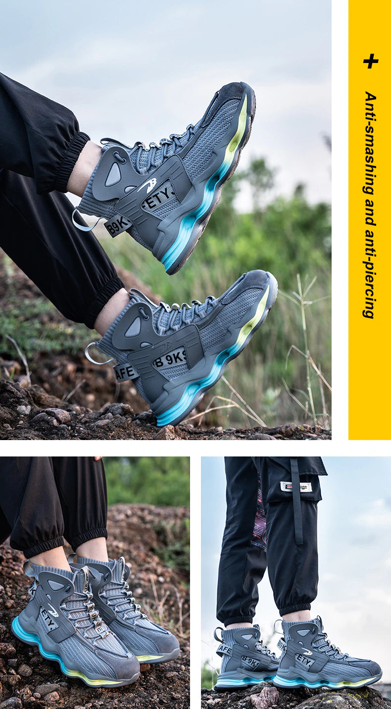 2023 Newest Design Men Safety Boots, Anti-smash Steel Toe Cap Indestructible Shoes