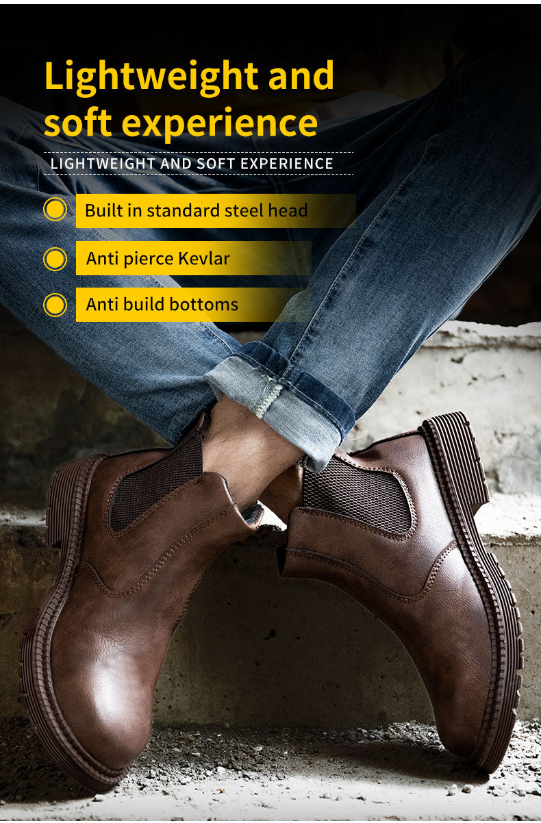 2023 Waterproof Safety Work Shoes For Men, Steel Head Leather Indestructible Security Boots