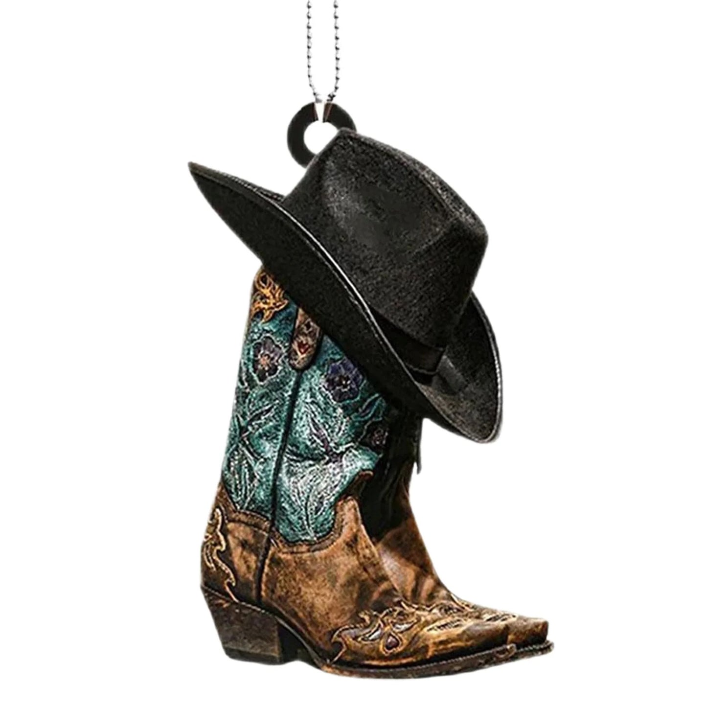 Acrylic Cowboy Boots Hat 2D Flat Hanging Car