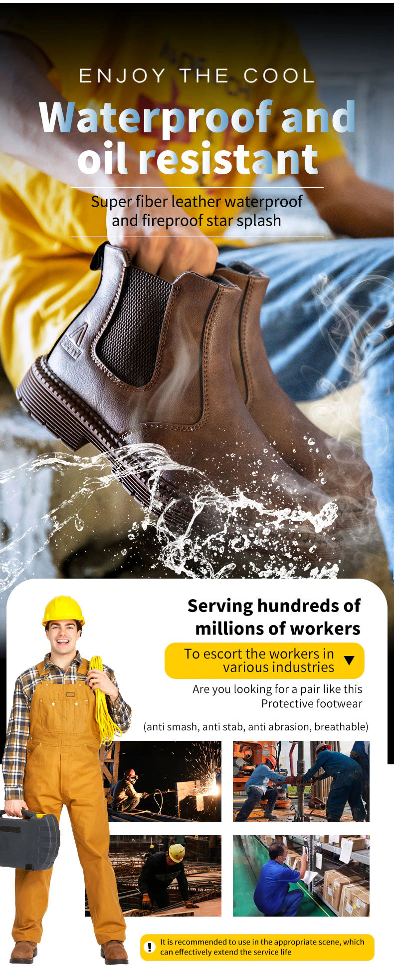2023 Waterproof Safety Work Shoes For Men, Steel Head Leather Indestructible Security Boots
