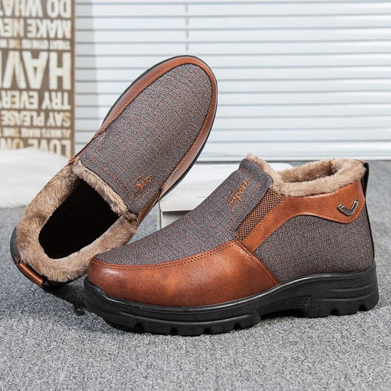 🔥Last Day 50% OFF🔥Men's Orthopedic Winter Fleece Waterproof Shoes, Warm Non-Slip Comfortable Snow Ankle Boots