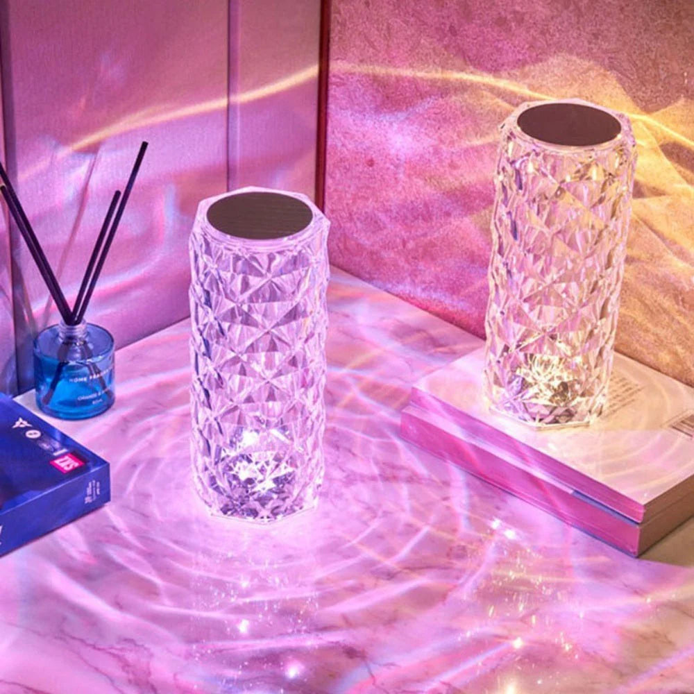 16 Colors Rose Rays Crystal Diamond Table Lamp