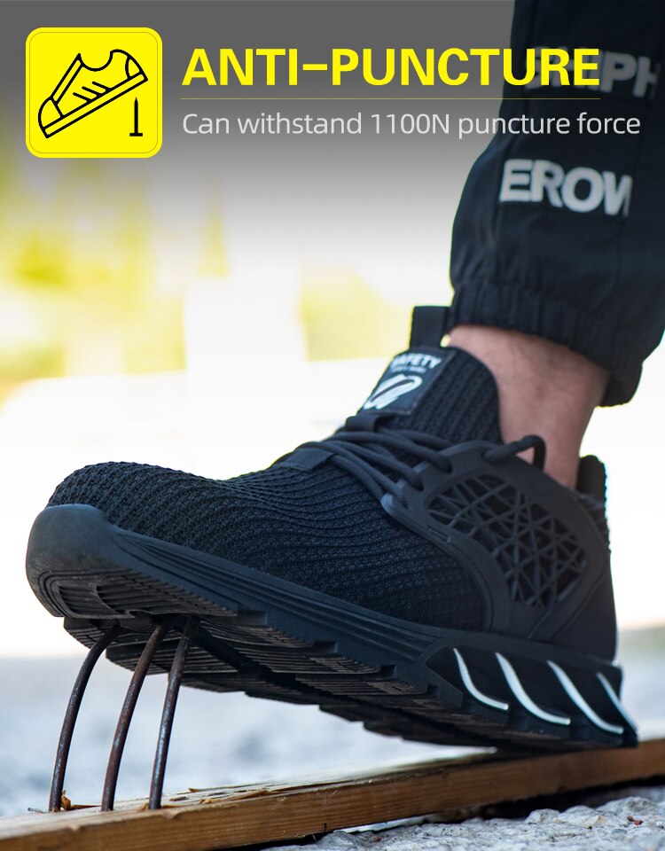 2023 Men's Steel Toe Safety Shoes, Puncture Proof Anti-skid Indestructible Work Shoes