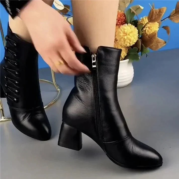 🔥Last Day 50% OFF🔥 Women Warm Side Butto Leather Ankle Boots
