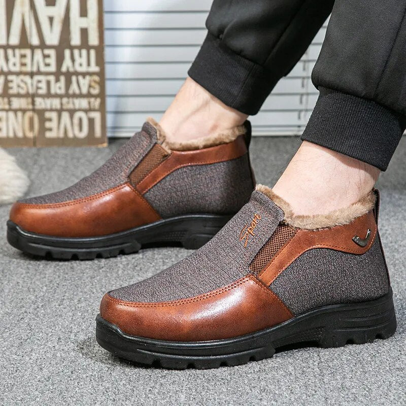 🔥Last Day 50% OFF🔥Men's Orthopedic Winter Fleece Waterproof Shoes, Warm Non-Slip Comfortable Snow Ankle Boots