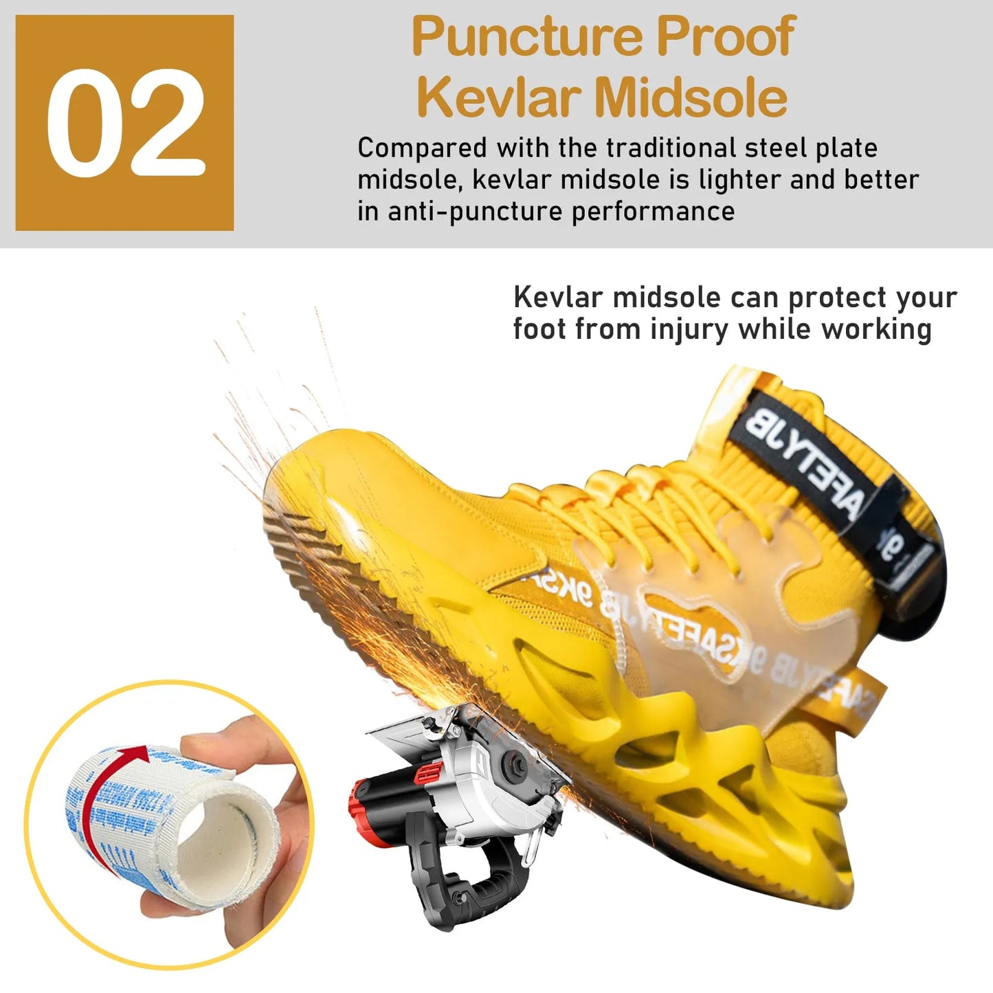 2023 Men Indestructible Work Safety Sneakers, Steel Toe Cap Anti-Skid Protective Shoes