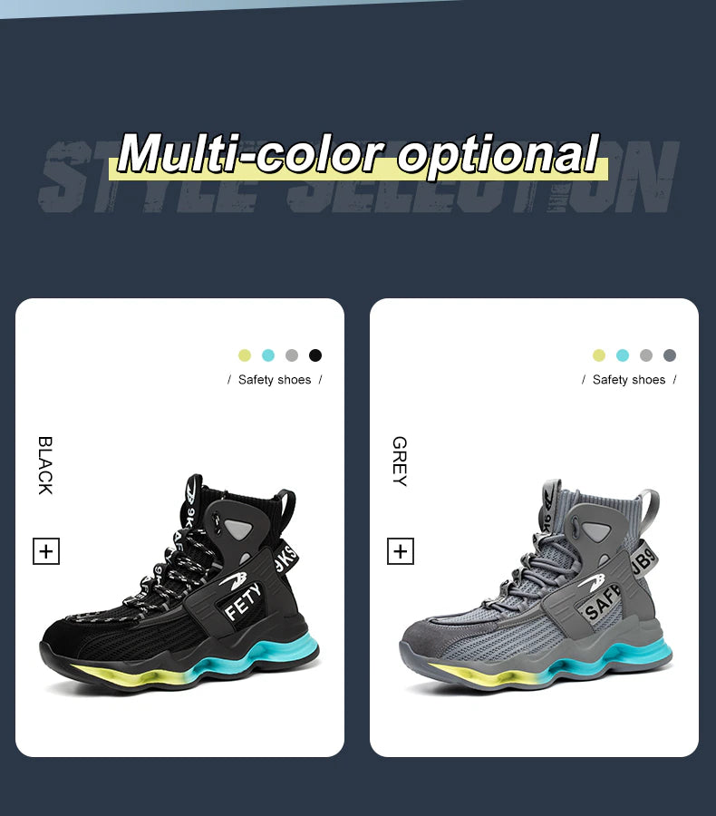2023 Newest Design Men Safety Boots, Anti-smash Steel Toe Cap Indestructible Shoes