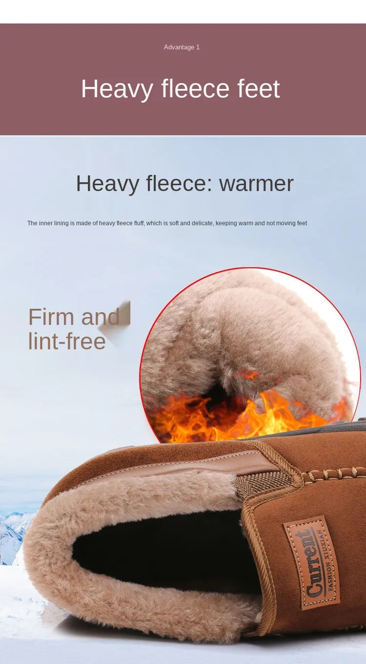 2023 Men's Orthopedic Comfortable Waterproof Warm Cow Leather Snow Boots