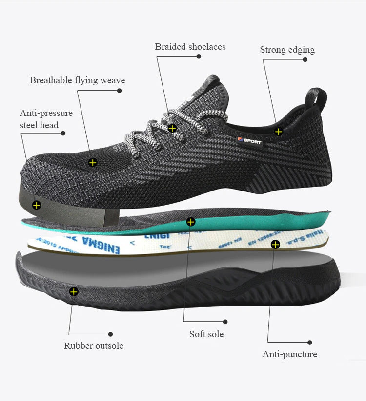 2023 Steel Head Anti-piercing Air Cushion Sneakers, Light Comfortable Work Protection Safety Shoes