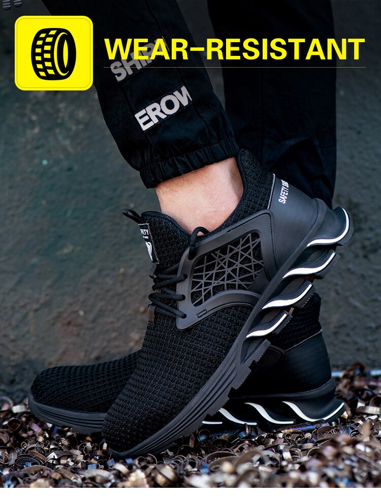 2023 Men's Steel Toe Safety Shoes, Puncture Proof Anti-skid Indestructible Work Shoes