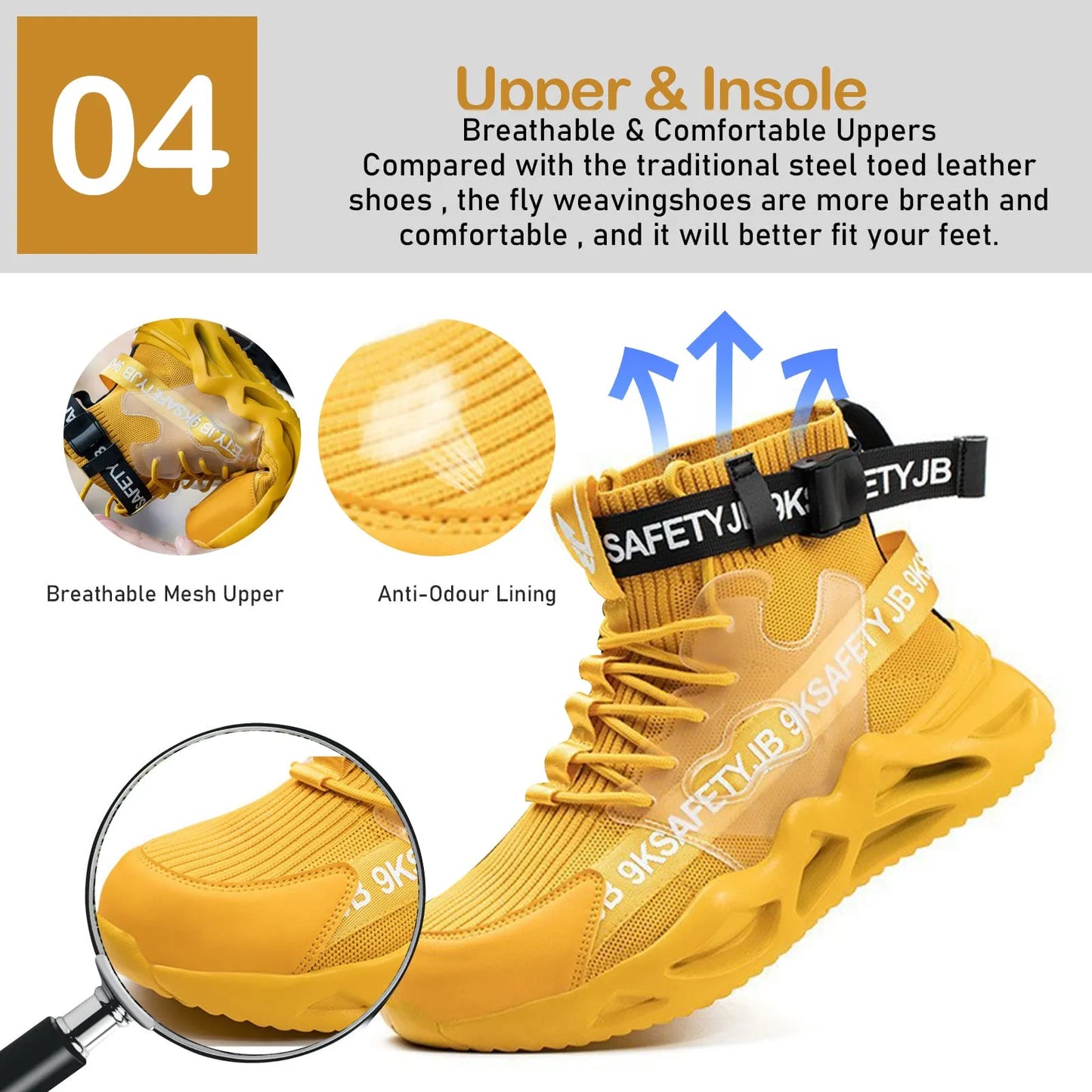 2023 Men Indestructible Work Safety Sneakers, Steel Toe Cap Anti-Skid Protective Shoes