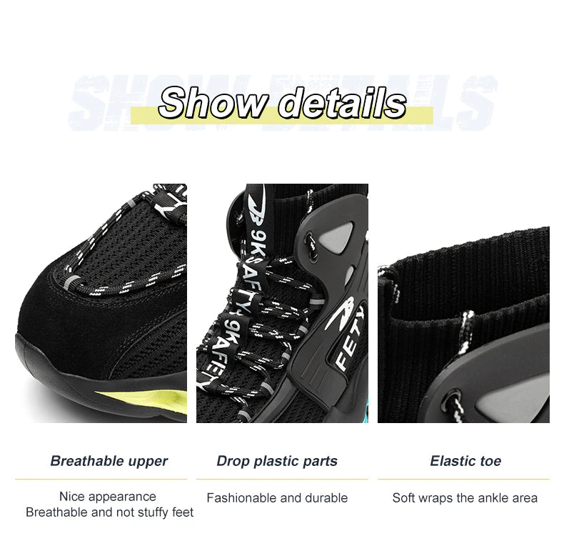 2023 Newest Design Men Safety Boots, Anti-smash Steel Toe Cap Indestructible Shoes