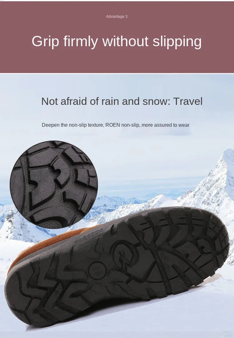 2023 Men's Orthopedic Comfortable Waterproof Warm Cow Leather Snow Boots