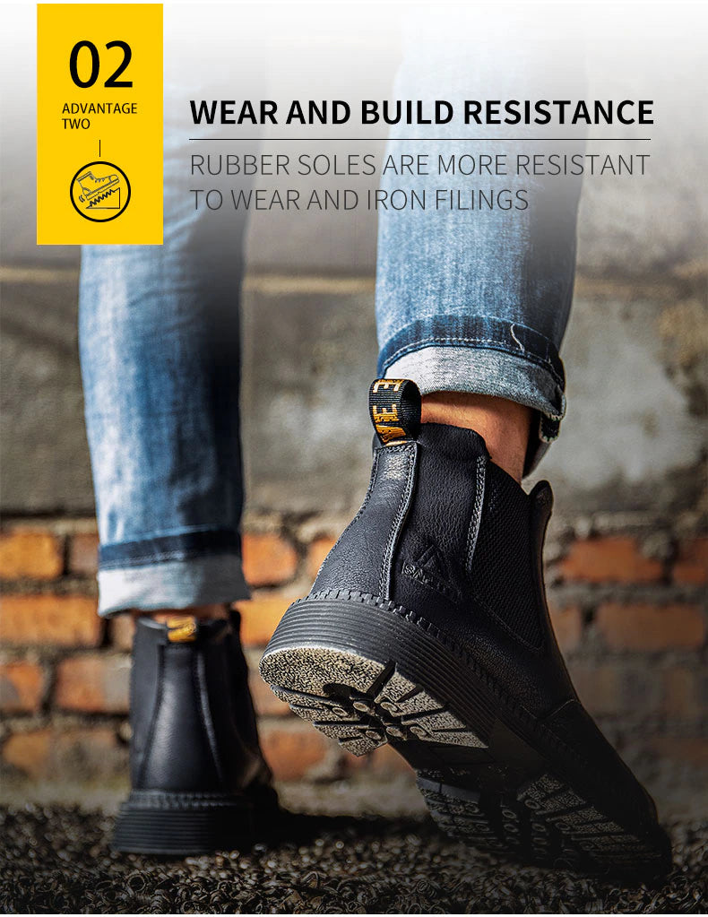2023 Waterproof Safety Work Shoes For Men, Steel Head Leather Indestructible Security Boots