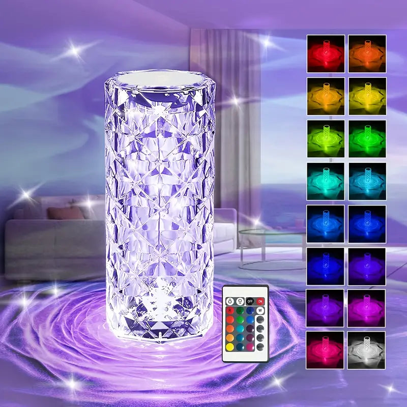 16 Colors Rose Rays Crystal Diamond Table Lamp