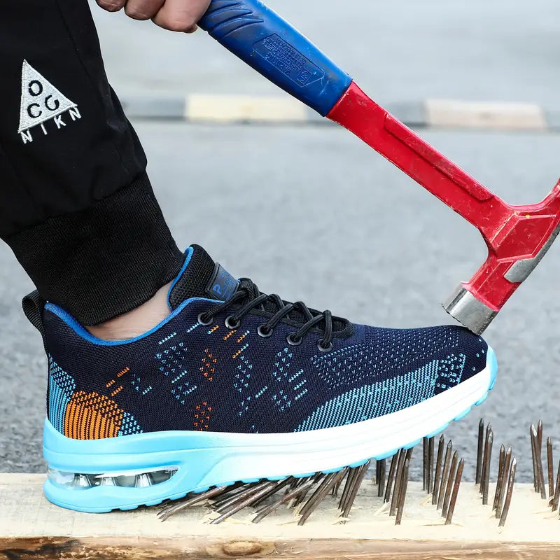 2023 Men's Steel Toe Safety Sneakers, Anti-Smash Air Cushion Indestructible Working Shoes