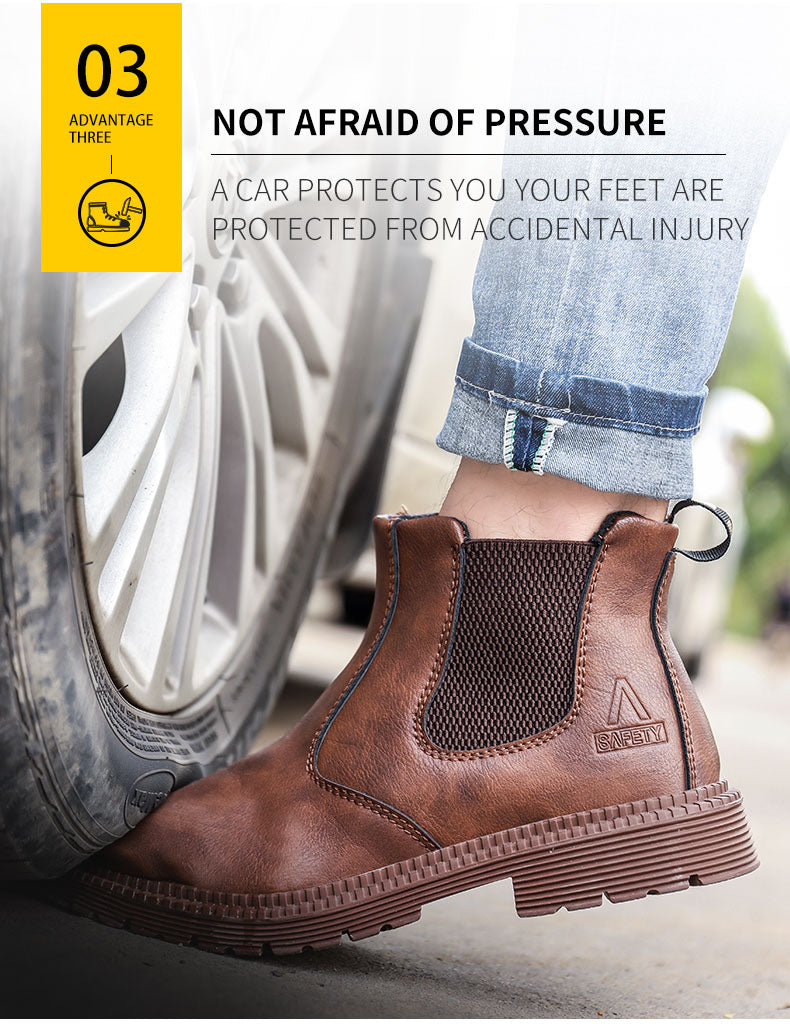2023 Waterproof Safety Work Shoes For Men, Steel Head Leather Indestructible Security Boots