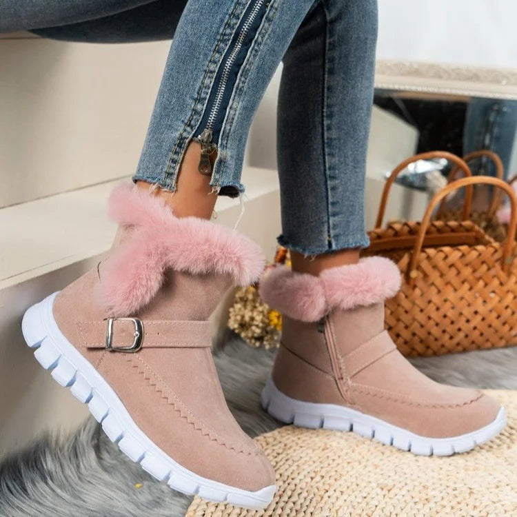 🔥Last Day 50% OFF🔥Women's Warm Comfortable Support Boots, Solid Plush Round Toe Ankle Boots