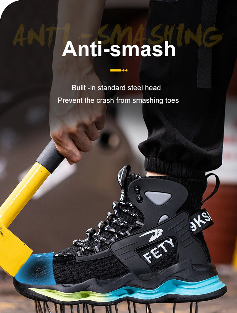 2023 Newest Design Men Safety Boots, Anti-smash Steel Toe Cap Indestructible Shoes