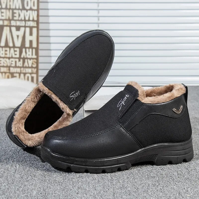 🔥Last Day 50% OFF🔥Men's Orthopedic Winter Fleece Waterproof Shoes, Warm Non-Slip Comfortable Snow Ankle Boots
