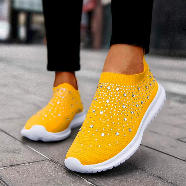 Last Day 49% OFF🔥 - Women's Crystal Breathable Orthopedic Slip-On Walking Shoes