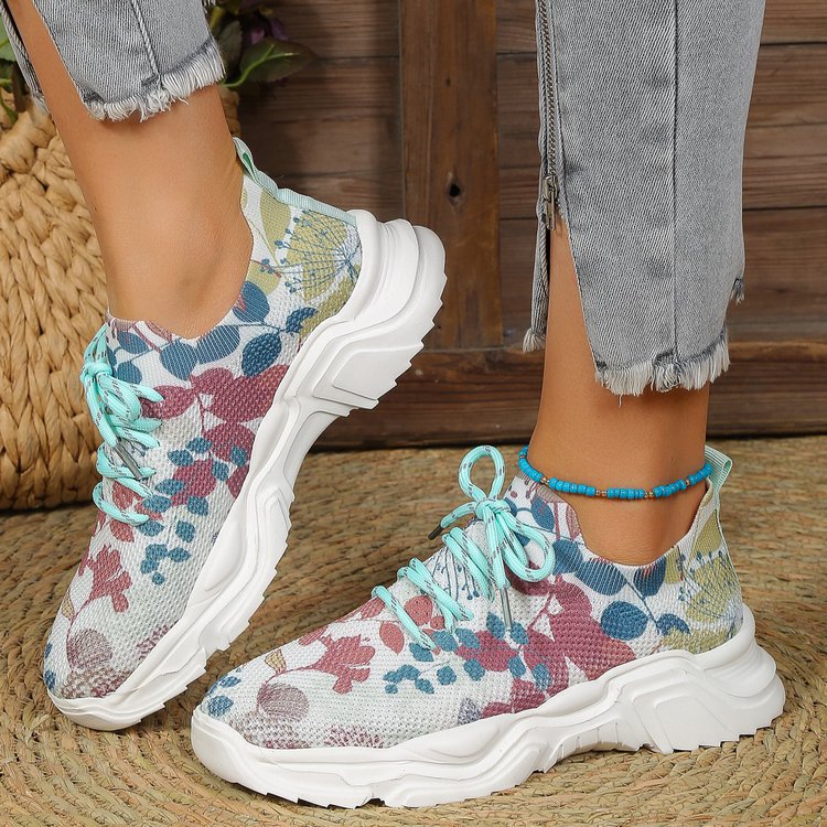 2023 Floral Print Lace-up Breathable Orthopedic Sneakers