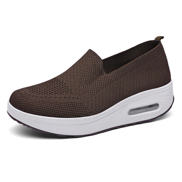 2023 Women’s Orthopedic Walking Shoes, Breathable & Lightweight Platform Loafers, Flying Woven Slip-on Shoes
