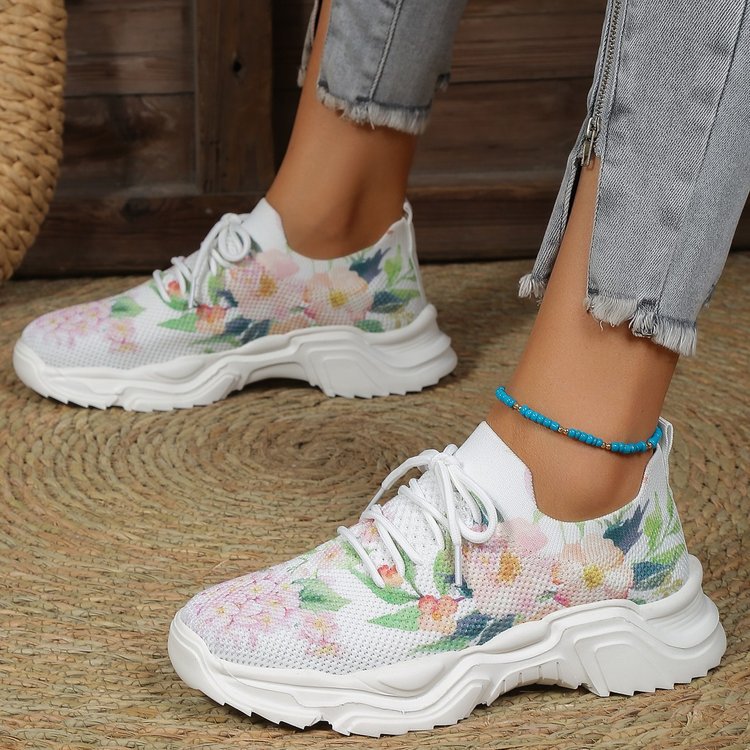 2023 Floral Print Lace-up Breathable Orthopedic Sneakers