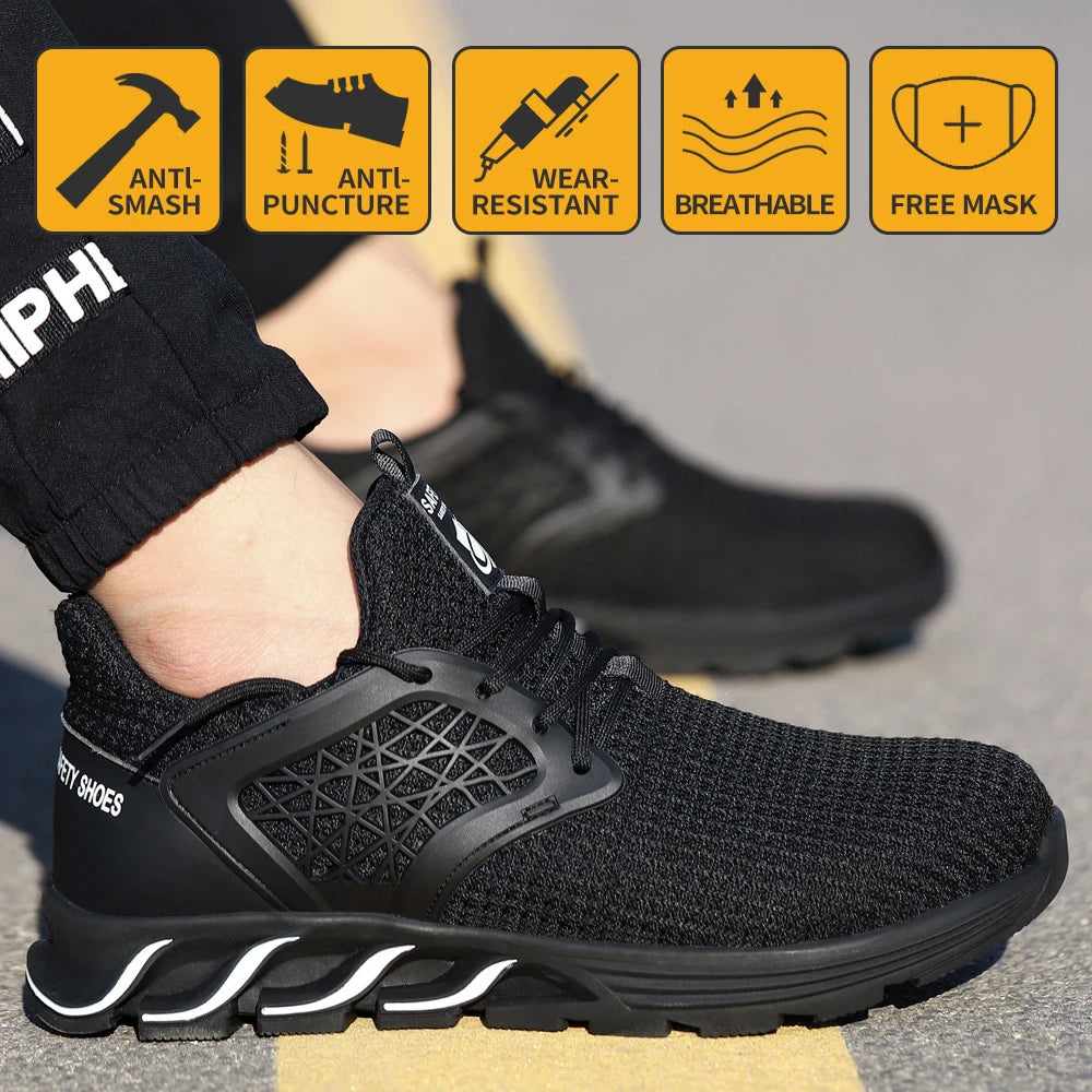 2023 Men's Steel Toe Safety Shoes, Puncture Proof Anti-skid Indestructible Work Shoes