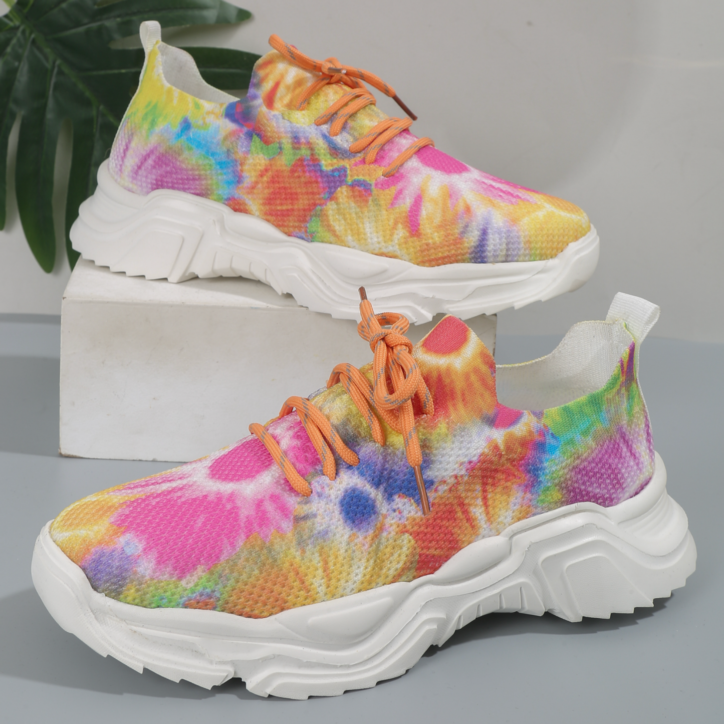 2023 Floral Print Lace-up Breathable Orthopedic Sneakers
