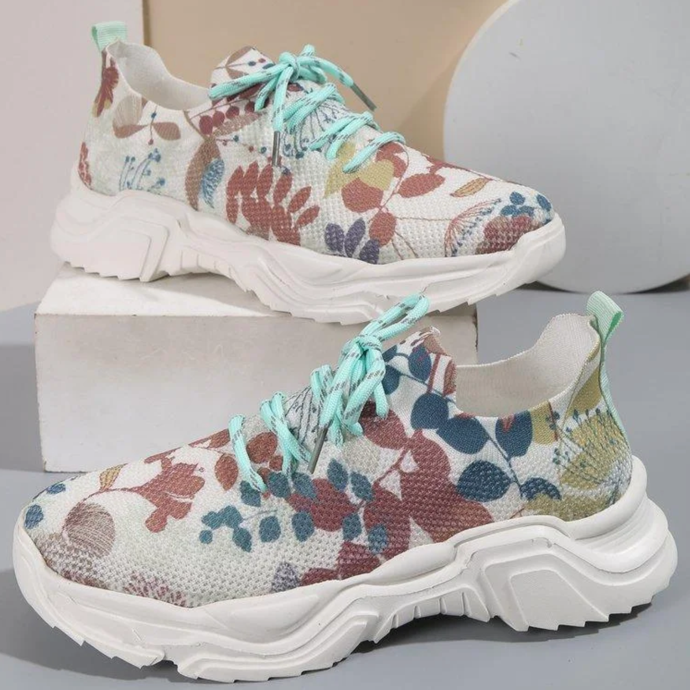 2023 Floral Print Lace-up Breathable Orthopedic Sneakers