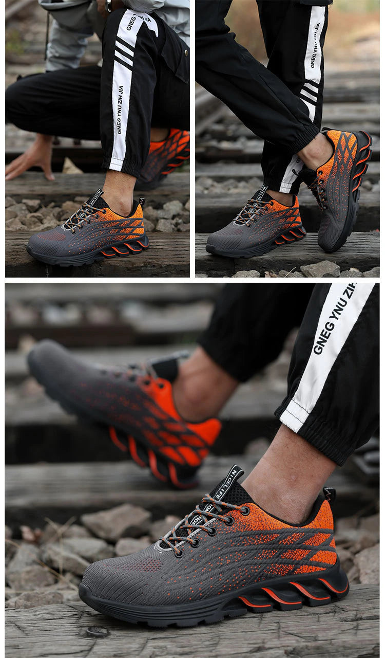 2023 Men Sneakers Indestructible Steel Toe Work Sneakers, Comfortable Puncture Proof Shoes