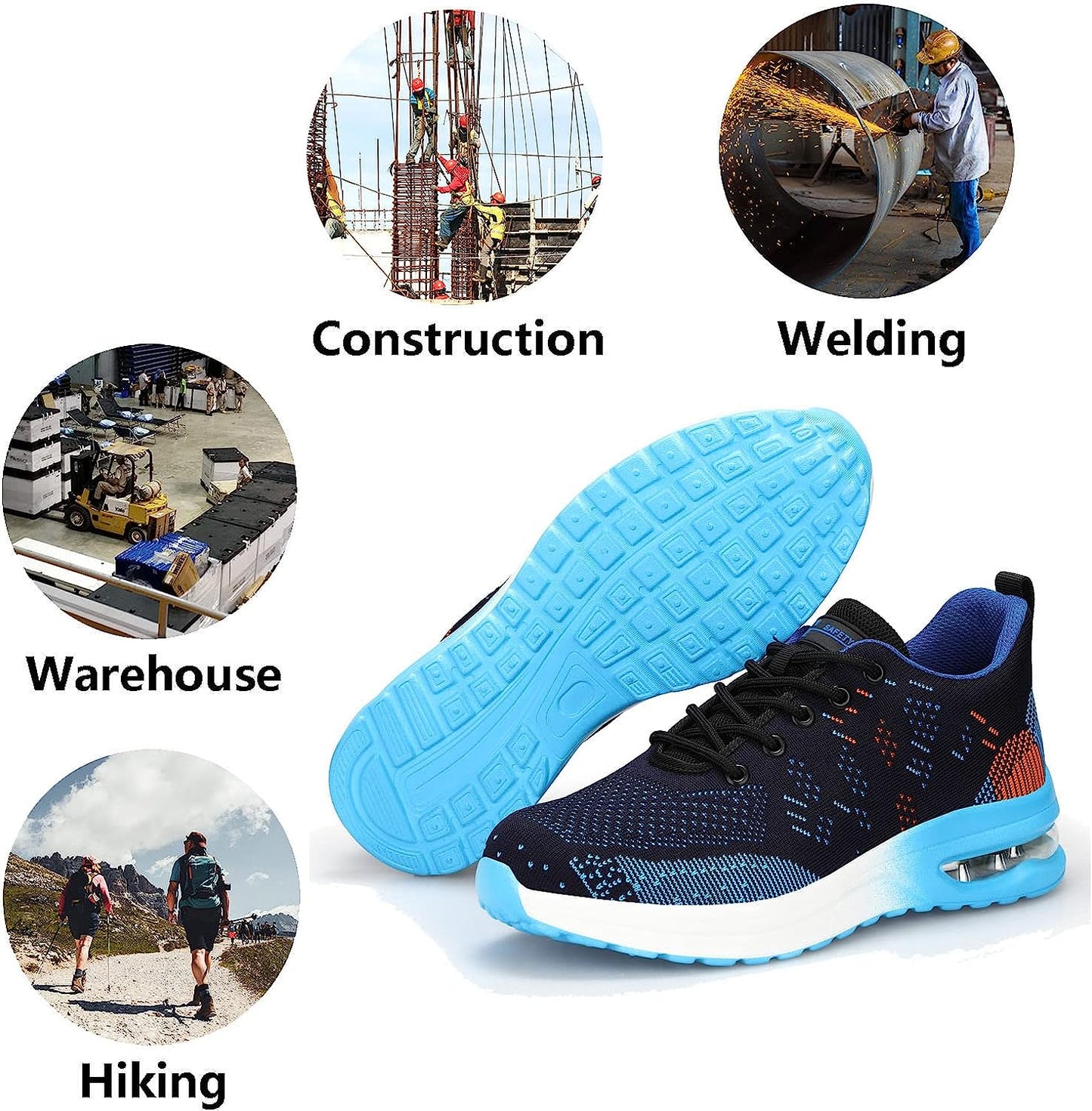 2023 Men's Steel Toe Safety Sneakers, Anti-Smash Air Cushion Indestructible Working Shoes