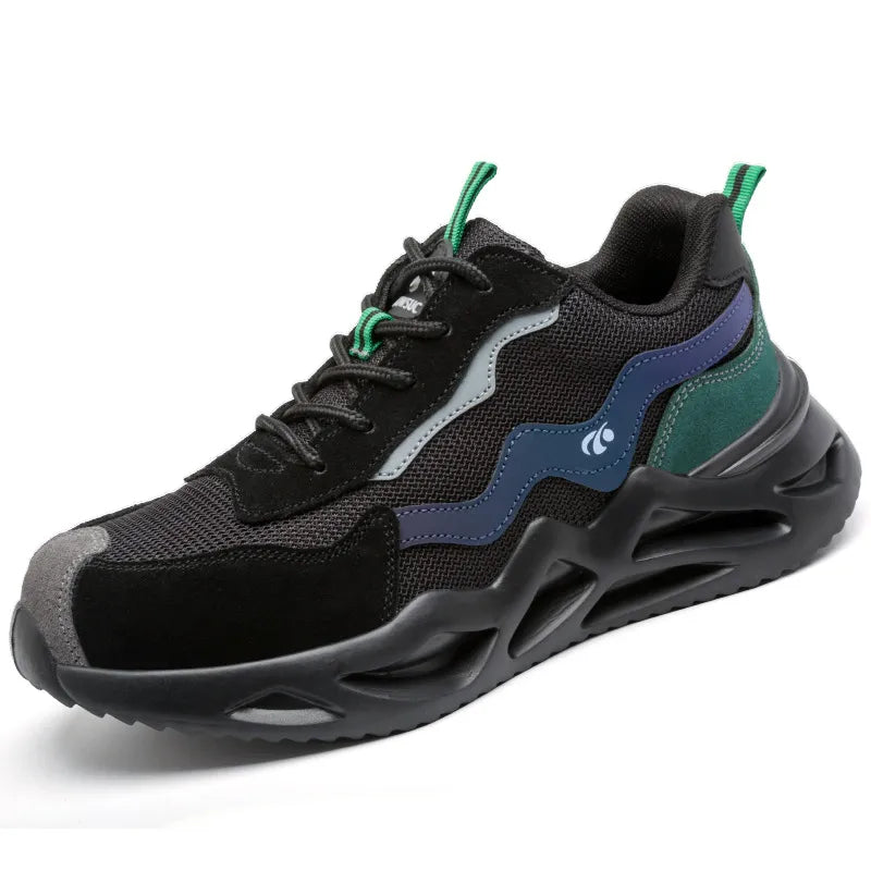2023 New Reflective Design Steel Toe Safety Shoes, Breathable Puncture-Proof Protective Work Sneakers