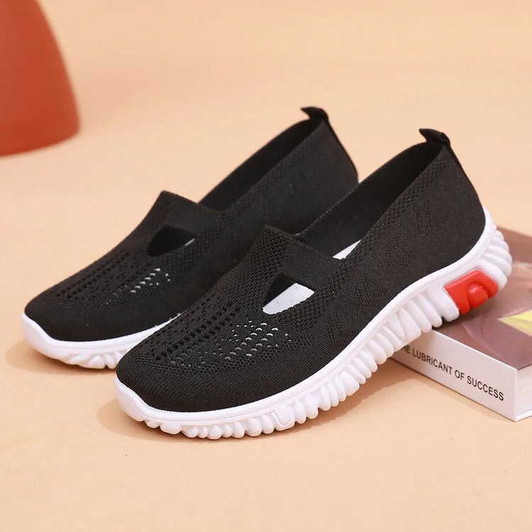 2023 Women's Orthopedic Breathable Knitted Sneakers, Comfortable Low Top Slip On Walking Shoes