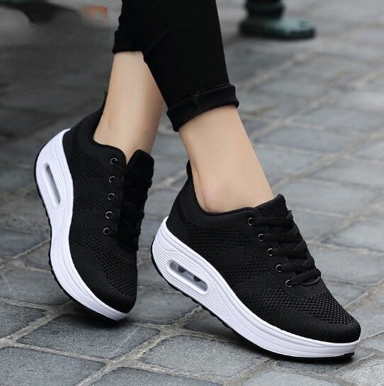 2023 Women’s Orthopedic Walking Shoes, Breathable & Lightweight Platform Loafers, Flying Woven Slip-on Shoes