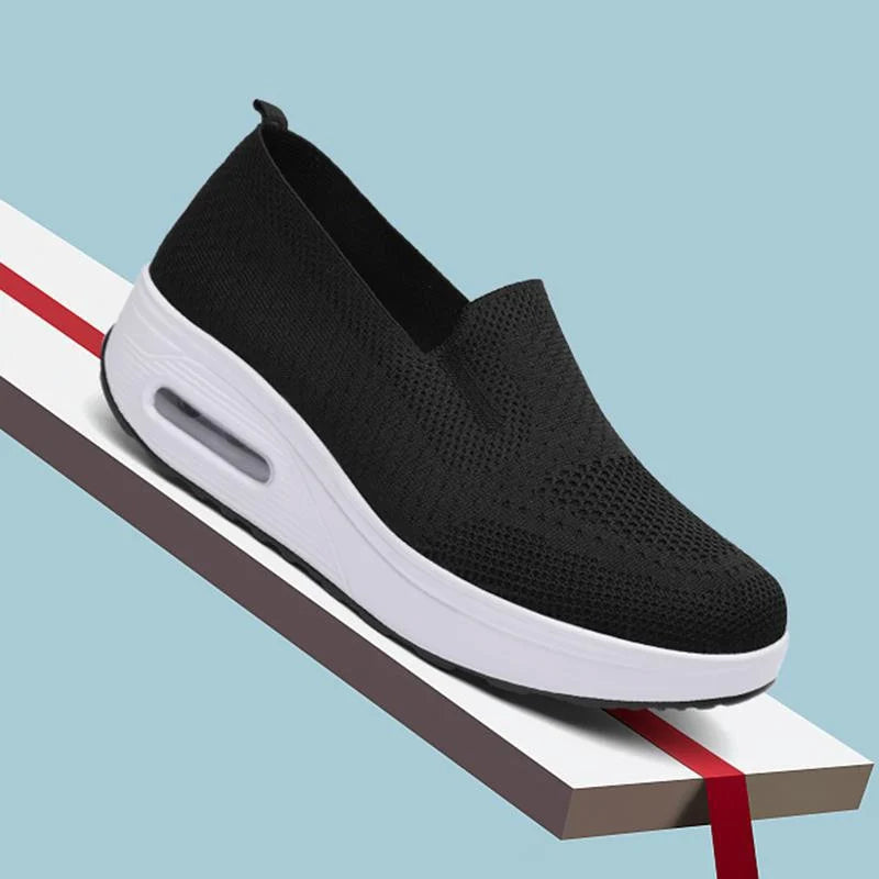 2023 Women’s Orthopedic Walking Shoes, Breathable & Lightweight Platform Loafers, Flying Woven Slip-on Shoes