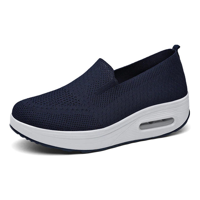 2023 Women’s Orthopedic Walking Shoes, Breathable & Lightweight Platform Loafers, Flying Woven Slip-on Shoes