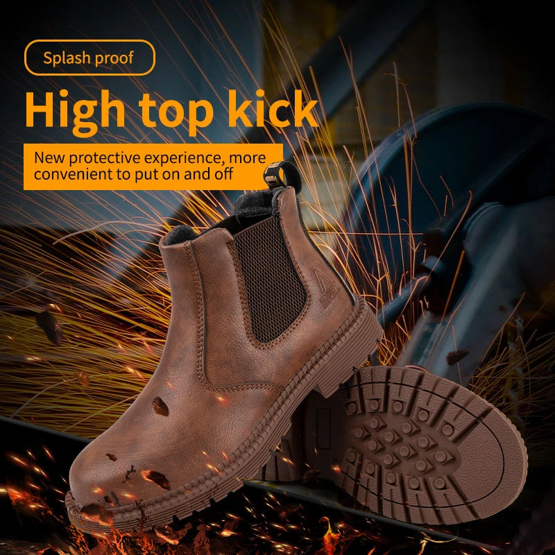 2023 Waterproof Safety Work Shoes For Men, Steel Head Leather Indestructible Security Boots