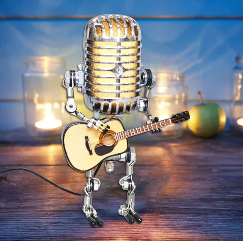 š„š„Vintage Metal Microphone Robot Desk Lamp