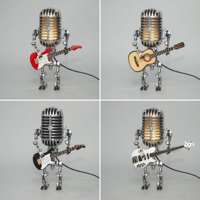 š„š„Vintage Metal Microphone Robot Desk Lamp