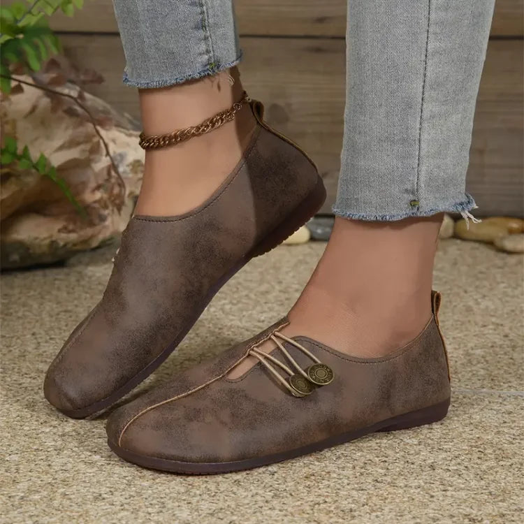 Last Day 49% OFF🔥 - Women's Flat Shoes, Elegant soft sole round toe buckle decoration