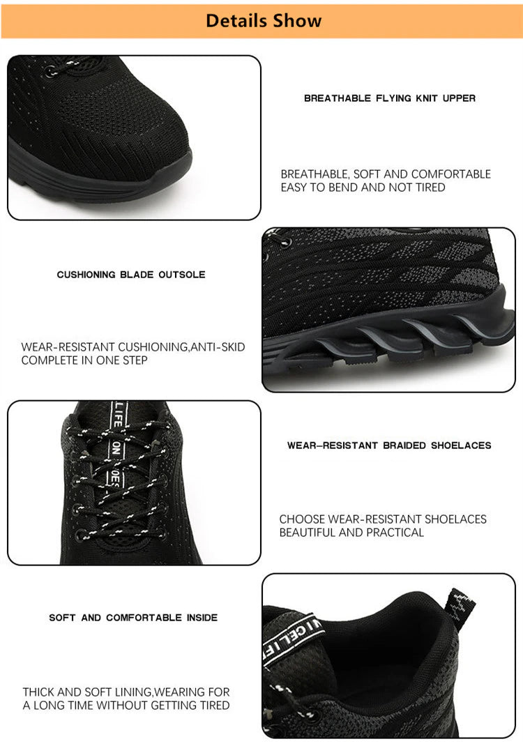 2023 Men Sneakers Indestructible Steel Toe Work Sneakers, Comfortable Puncture Proof Shoes